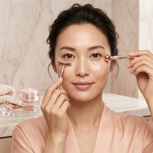Buplyna Rose Gold Eye Cream Applicator - Precision Cooling Massage Wand for Lifting & Firming