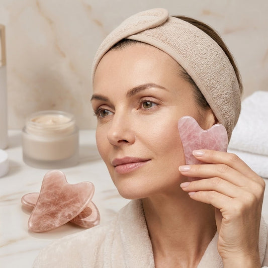 Buplyna Natural Rose Quartz Gua Sha Facial Tool - Professional Heart-Shaped Jade Massager for Face Lifting, Sculpting & Jawline Defining - Premium Anti-Aging Skincare Tool