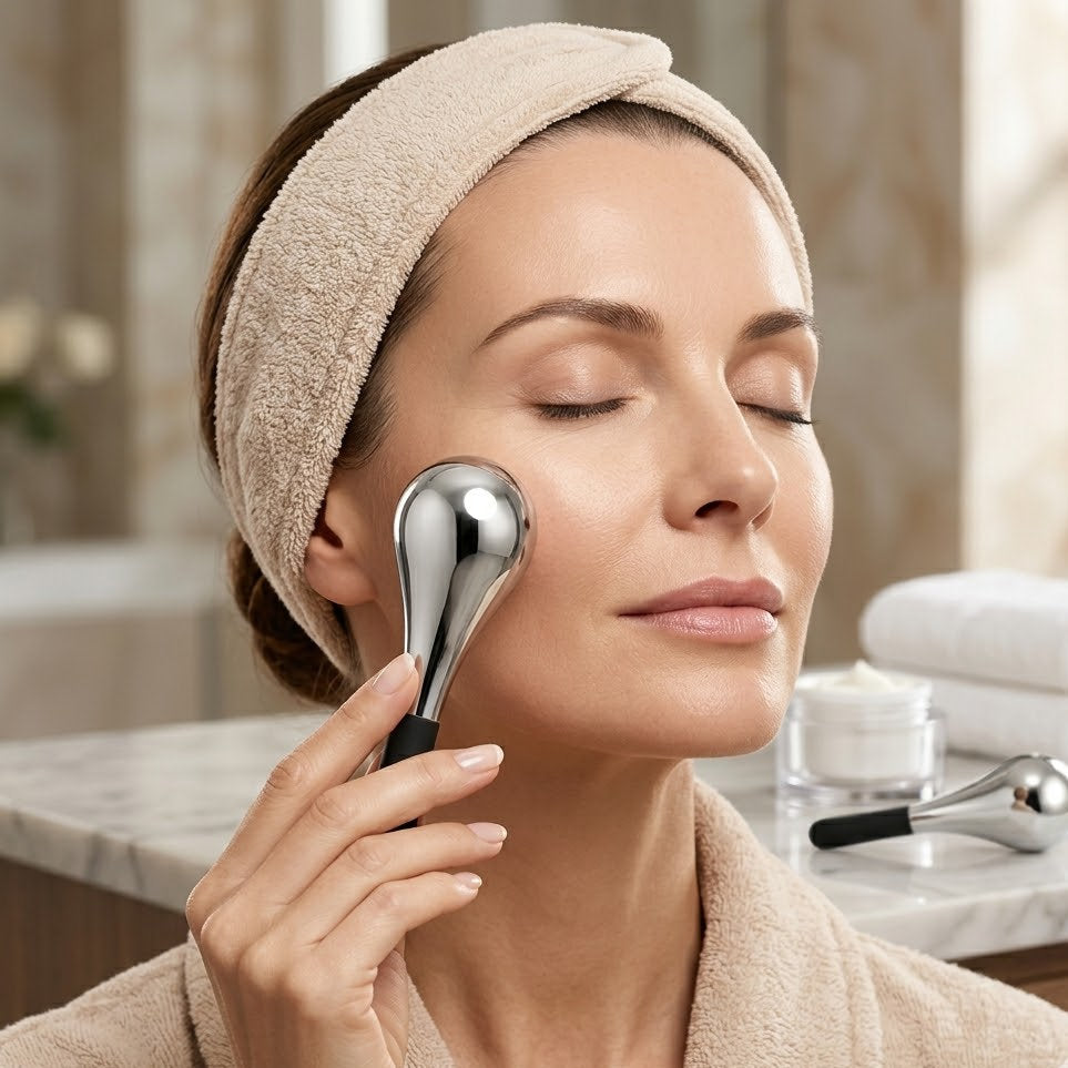 Buplyna Cooling Facial Globes, Ice Roller for Face & Eyes to Reduce Puffiness & Dark Circles, Tighten Skin & Shrink Pores - Anti-Aging SPA Massager Tool