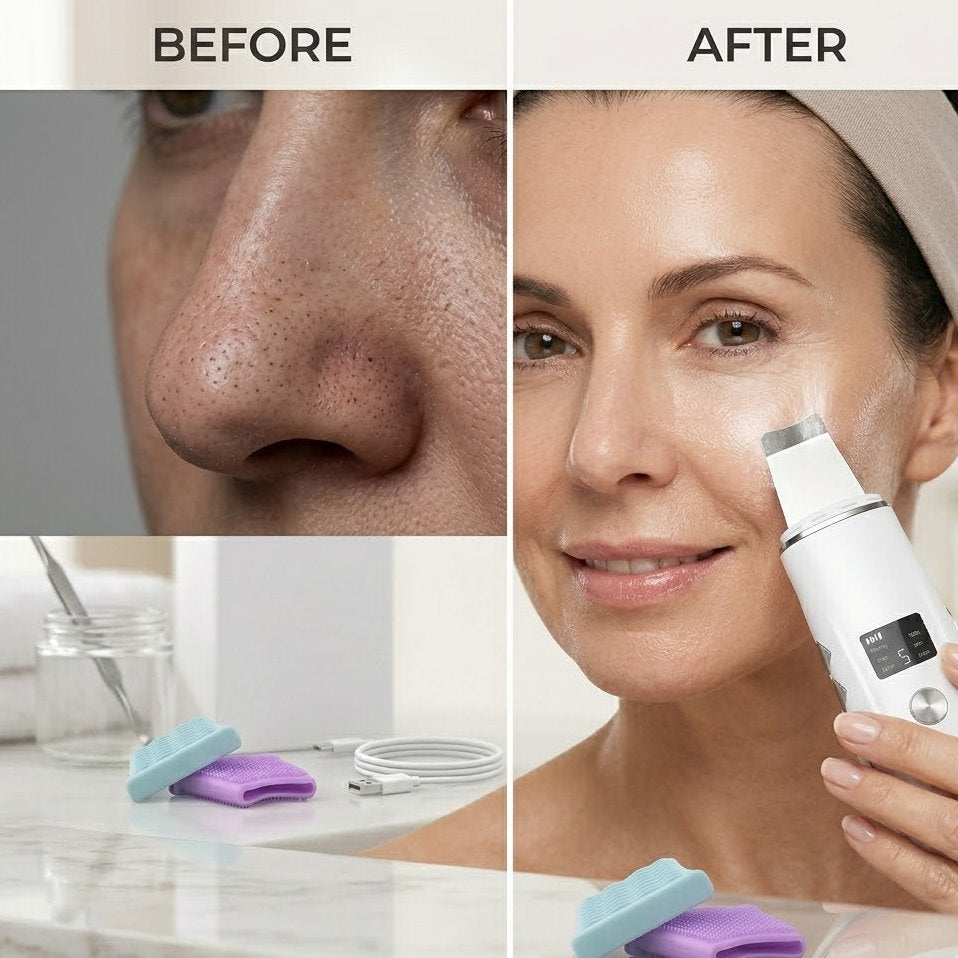 Buplyna Ultrasonic Skin Scrubber - Professional Facial Pore Cleaner & Blackhead Remover with 4 Modes - High-Frequency Vibration Spatula for Deep Cleansing, Lifting & Infusion
