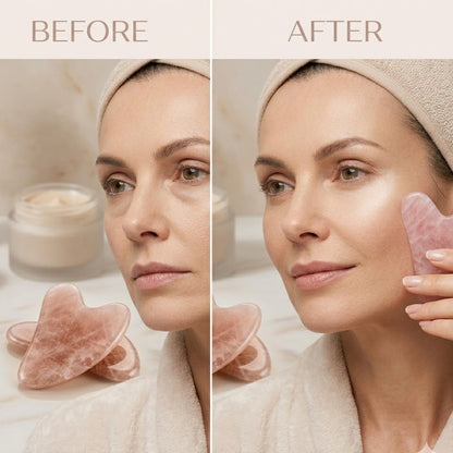 Buplyna Natural Rose Quartz Gua Sha Facial Tool - Professional Heart-Shaped Jade Massager for Face Lifting, Sculpting & Jawline Defining - Premium Anti-Aging Skincare Tool