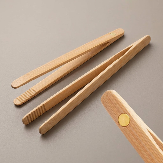 Buplyna Classic Bamboo Toaster Tongs - Ergonomic Wooden Serving Tongs with Magnetic Grip for Bread, Fruit & Appetizers